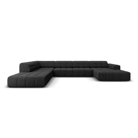 Chicago 7-Sitzer Panorama Ecksofa, Linke Seite, aus Chenille in Schwarz (Haga 19), Beine aus Schwarzes Plastik, 364x262x70 cm von Cosmopolitan Design – Bild 1