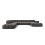 Chicago 7-Sitzer Panorama Ecksofa, Linke Seite, aus Samt in Grau (Bluvel 14), Beine aus Schwarzes Plastik, 364x262x70 cm von Cosmopolitan Design – Bild 1
