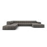 Chicago 7-Sitzer Panorama Ecksofa, Linke Seite, aus Samt in Hellgrau (Bluvel 13), Beine aus Schwarzes Plastik, 364x262x70 cm von Cosmopolitan Design – Bild 1