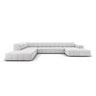 Chicago 7-Sitzer Panorama Ecksofa, Linke Seite, aus Samt in Silber (Bluvel 03), Beine aus Schwarzes Plastik, 364x262x70 cm von Cosmopolitan Design – Bild 1