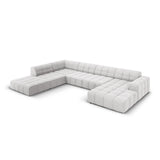 Chicago 7-Sitzer Panorama Ecksofa, Linke Seite, aus Samt in Silber (Bluvel 03), Beine aus Schwarzes Plastik, 364x262x70 cm von Cosmopolitan Design – Bild 3