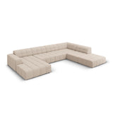 Chicago 7-Sitzer Panorama Ecksofa, Rechte Seite, aus Chenille in Beige (Haga 30), Beine aus Schwarzes Plastik, 364x262x70 cm von Cosmopolitan Design – Bild 3