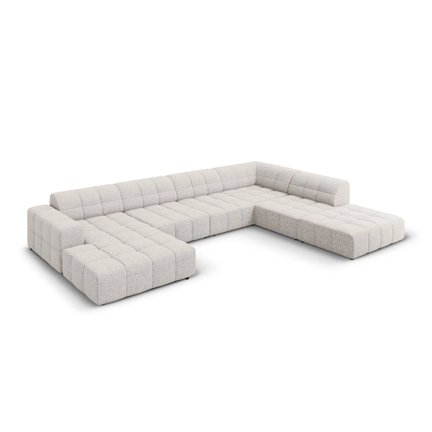 Chicago 7-Sitzer Panorama Ecksofa, Rechte Seite, aus Chenille in Hellgrau (Haga 06), Beine aus Schwarzes Plastik, 364x262x70 cm von Cosmopolitan Design – Bild 3