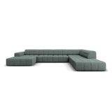 Chicago 7-Sitzer Panorama Ecksofa, Rechte Seite, aus Chenille in Petrol (Haga 78), Beine aus Schwarzes Plastik, 364x262x70 cm von Cosmopolitan Design – Bild 1