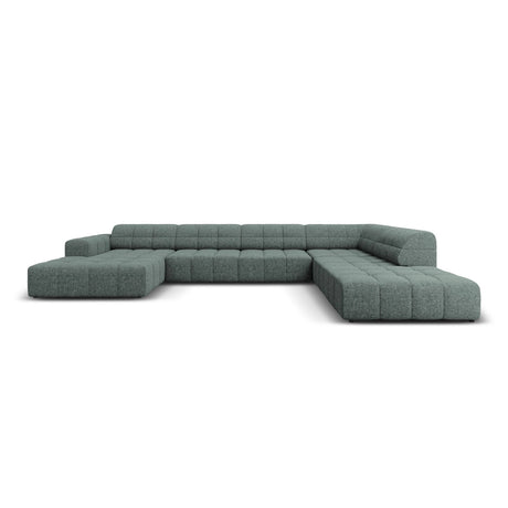 Chicago 7-Sitzer Panorama Ecksofa, Rechte Seite, aus Chenille in Petrol (Haga 78), Beine aus Schwarzes Plastik, 364x262x70 cm von Cosmopolitan Design – Bild 1