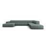 Chicago 7-Sitzer Panorama Ecksofa, Rechte Seite, aus Chenille in Petrol (Haga 78), Beine aus Schwarzes Plastik, 364x262x70 cm von Cosmopolitan Design – Bild 1
