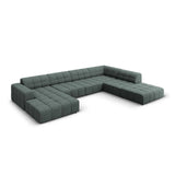 Chicago 7-Sitzer Panorama Ecksofa, Rechte Seite, aus Chenille in Petrol (Haga 78), Beine aus Schwarzes Plastik, 364x262x70 cm von Cosmopolitan Design – Bild 3