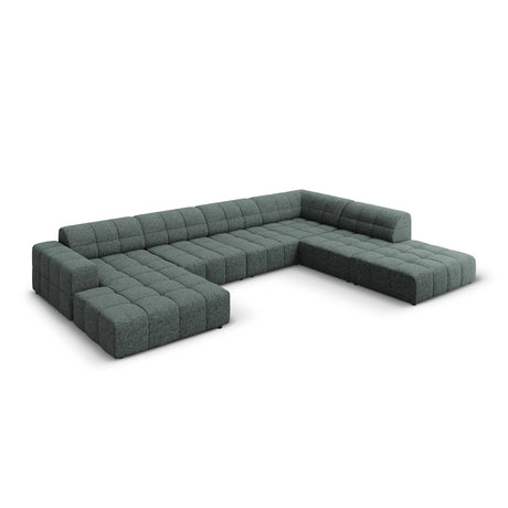 Chicago 7-Sitzer Panorama Ecksofa, Rechte Seite, aus Chenille in Petrol (Haga 78), Beine aus Schwarzes Plastik, 364x262x70 cm von Cosmopolitan Design – Bild 3