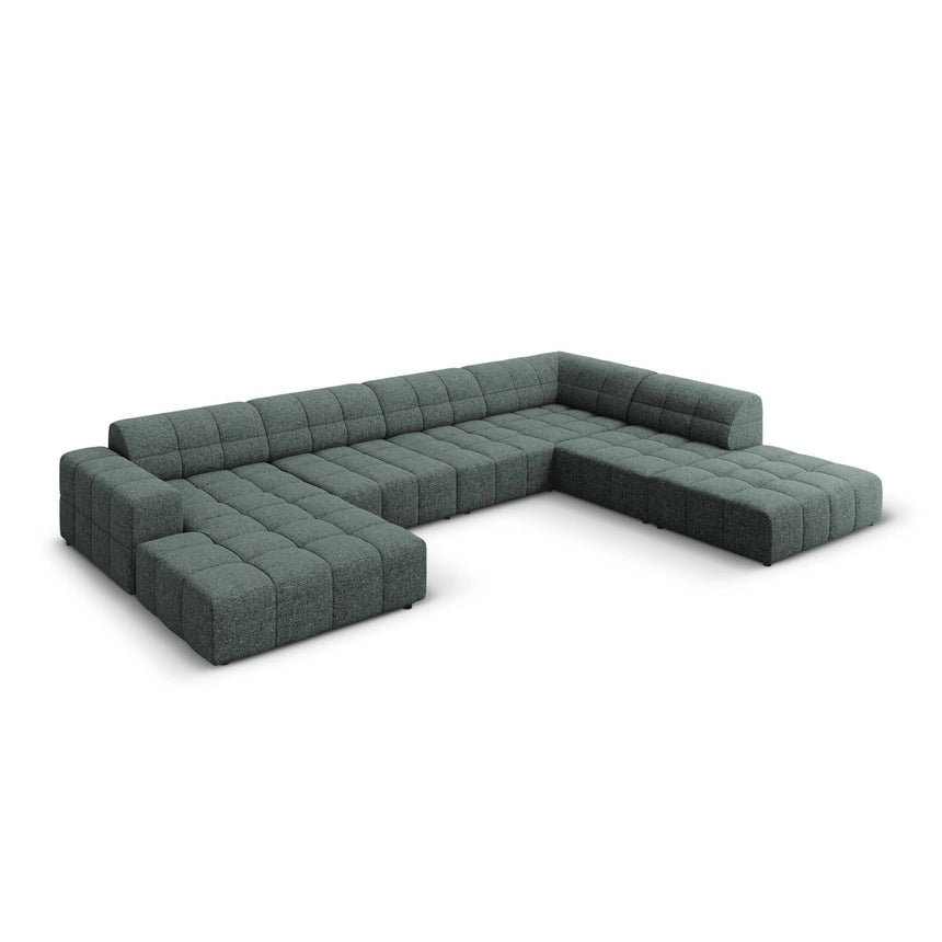 Chicago 7-Sitzer Panorama Ecksofa, Rechte Seite, aus Chenille in Petrol (Haga 78), Beine aus Schwarzes Plastik, 364x262x70 cm von Cosmopolitan Design – Bild 3