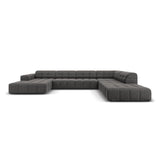 Chicago 7-Sitzer Panorama Ecksofa, Rechte Seite, aus Samt in Grau (Bluvel 14), Beine aus Schwarzes Plastik, 364x262x70 cm von Cosmopolitan Design – Bild 1