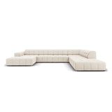 Chicago 7-Sitzer Panorama Ecksofa, Rechte Seite, aus Samt in Hellbeige (Bluvel 22), Beine aus Schwarzes Plastik, 364x262x70 cm von Cosmopolitan Design – Bild 1