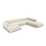 Chicago 7-Sitzer Panorama Ecksofa, Rechte Seite, aus Samt in Hellbeige (Bluvel 22), Beine aus Schwarzes Plastik, 364x262x70 cm von Cosmopolitan Design – Bild 3