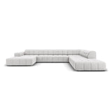 Chicago 7-Sitzer Panorama Ecksofa, Rechte Seite, aus Samt in Silber (Bluvel 03), Beine aus Schwarzes Plastik, 364x262x70 cm von Cosmopolitan Design – Bild 1