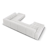 Chicago 7-Sitzer Panorama Ecksofa, Rechte Seite, aus Samt in Silber (Bluvel 03), Beine aus Schwarzes Plastik, 364x262x70 cm von Cosmopolitan Design – Bild 4