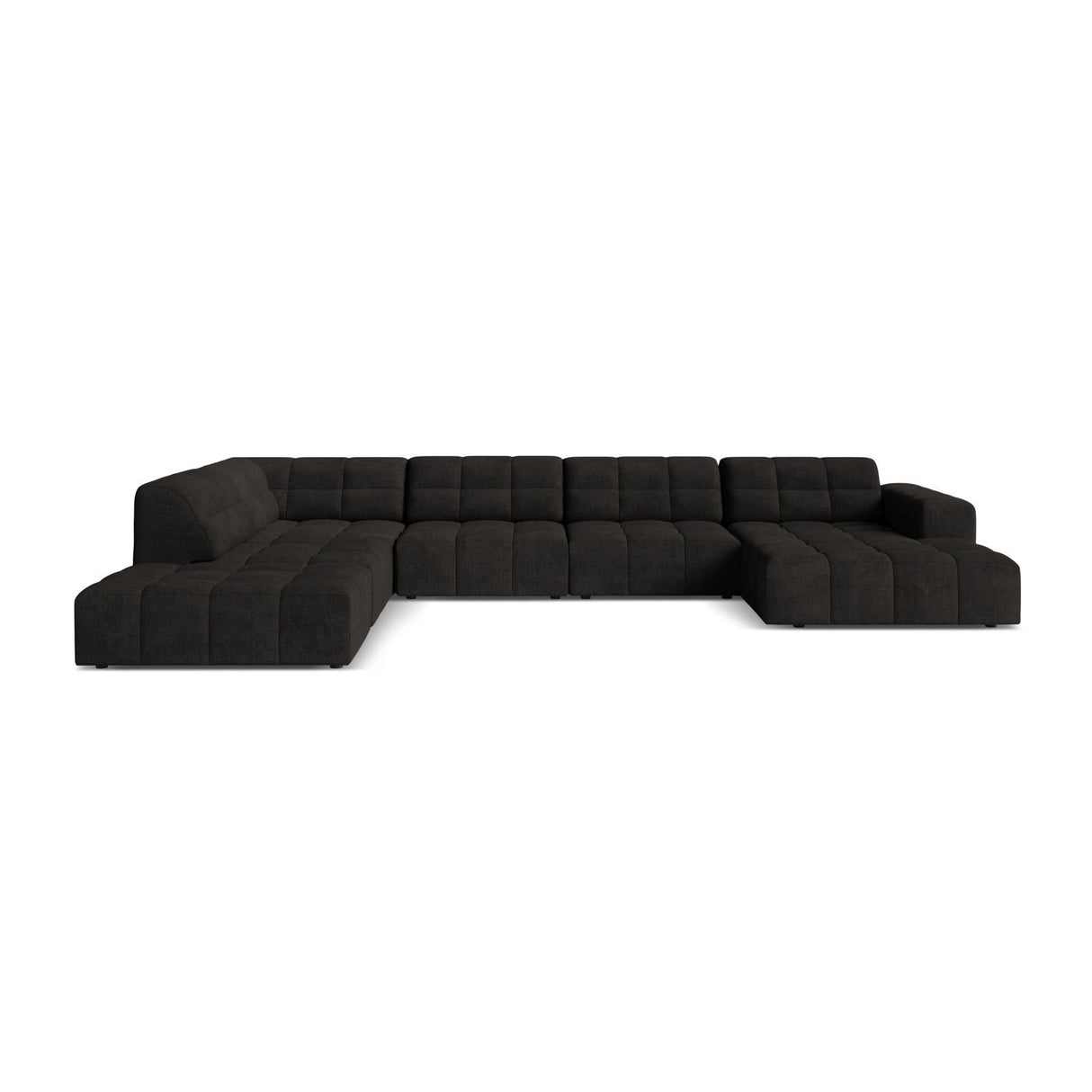 Chicago 7-Sitzer Panoramasofa, Linke Seite, aus Chenille in Anthrazit (Eden 21 Black), 375x263 cm von Cosmopolitan Design – Bild 1