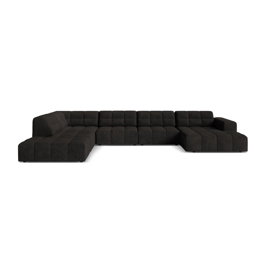 Chicago 7-Sitzer Panoramasofa, Linke Seite, aus Chenille in Anthrazit (Eden 21 Black), 375x263 cm von Cosmopolitan Design – Bild 1