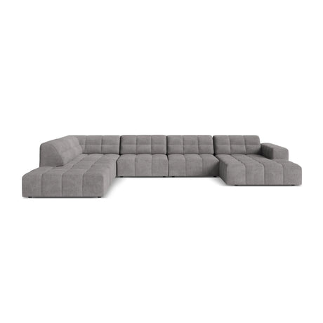 Chicago 7-Sitzer Panoramasofa, Linke Seite, aus Chenille in Hellgrau (Eden 18 Grey), 375x263 cm von Cosmopolitan Design – Bild 1