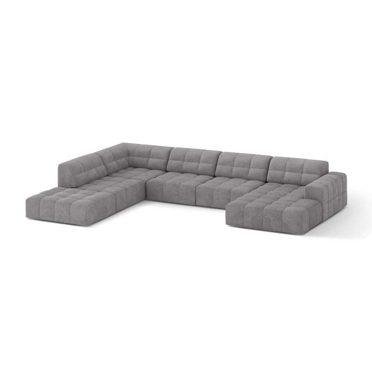 Chicago 7-Sitzer Panoramasofa, Linke Seite, aus Chenille in Hellgrau (Eden 18 Grey), 375x263 cm von Cosmopolitan Design – Bild 3