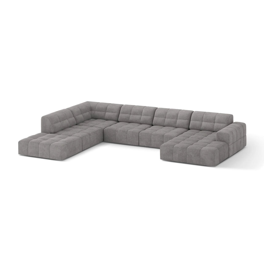 Chicago 7-Sitzer Panoramasofa, Linke Seite, aus Chenille in Hellgrau (Eden 18 Grey), 375x263 cm von Cosmopolitan Design – Bild 3