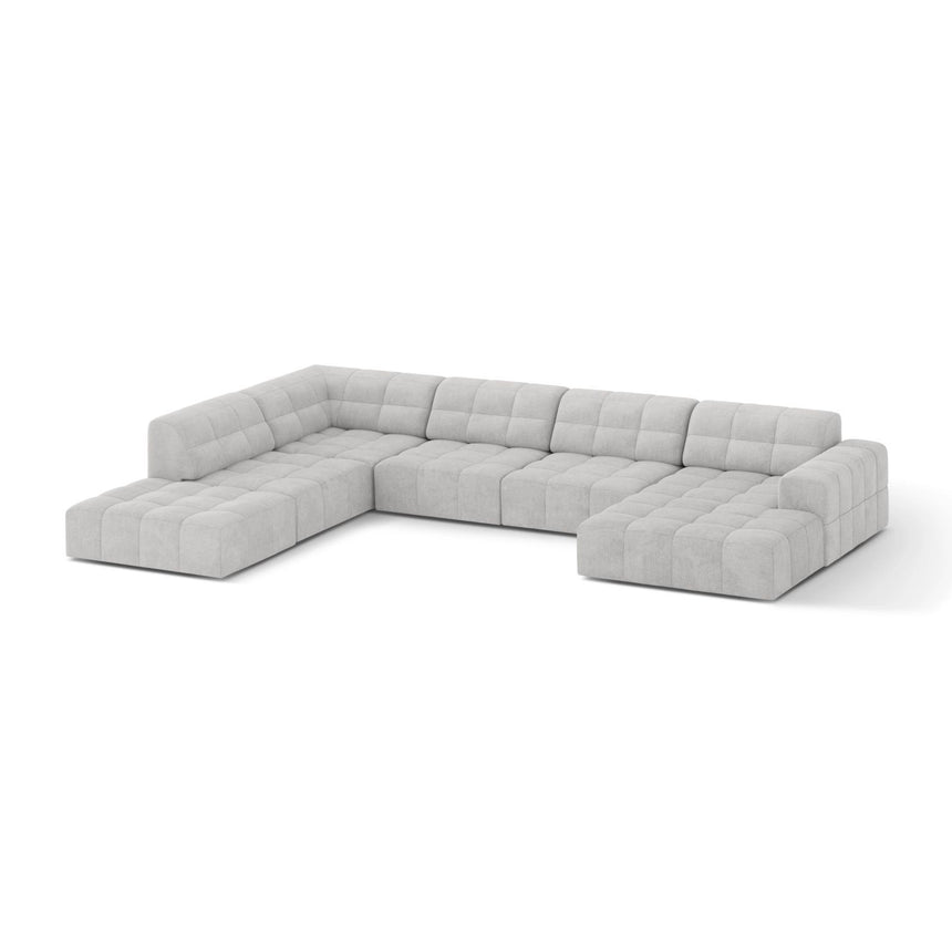 Chicago 7-Sitzer Panoramasofa, Linke Seite, aus Chenille in Silber (Eden 17 Silver), 375x263 cm von Cosmopolitan Design – Bild 3