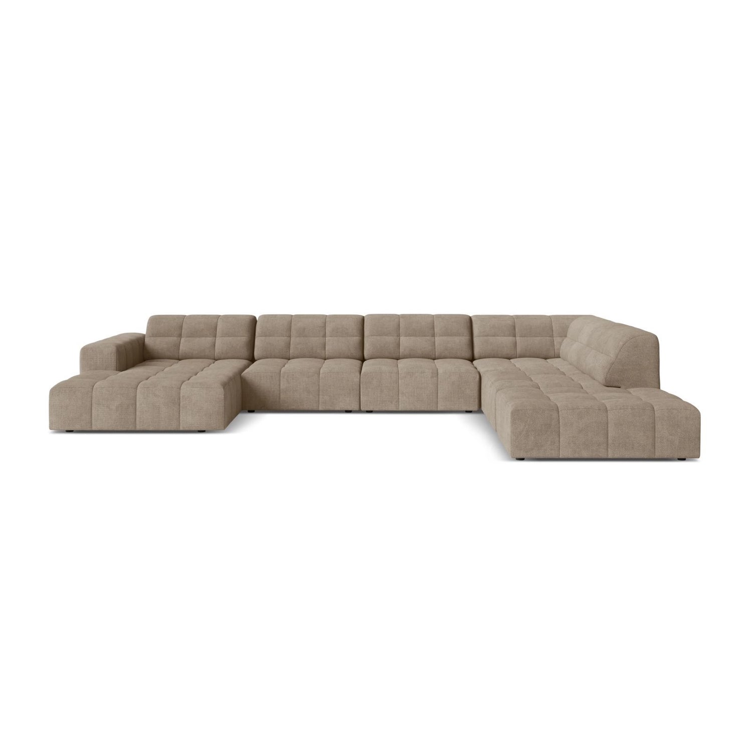 Chicago 7-Sitzer Panoramasofa, Rechte Seite, aus Chenille in Dunkelbeige (Eden 4 Beige), 375x263 cm von Cosmopolitan Design – Bild 1