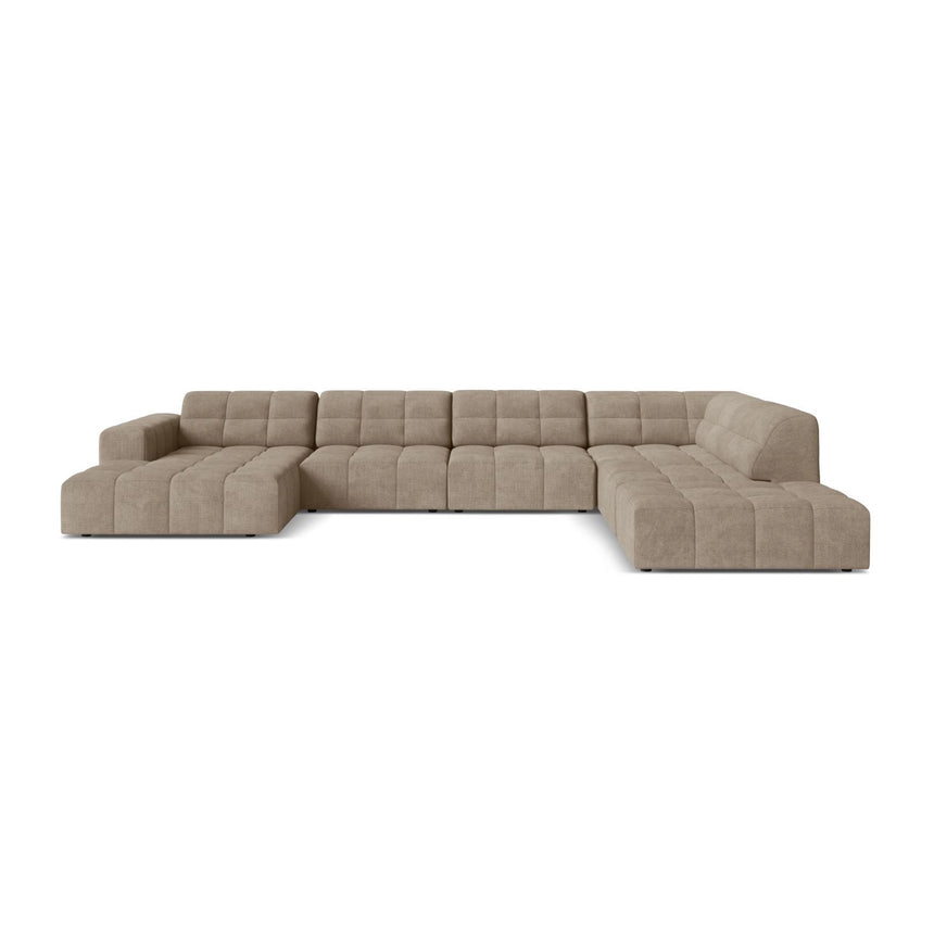 Chicago 7-Sitzer Panoramasofa, Rechte Seite, aus Chenille in Dunkelbeige (Eden 4 Beige), 375x263 cm von Cosmopolitan Design – Bild 1