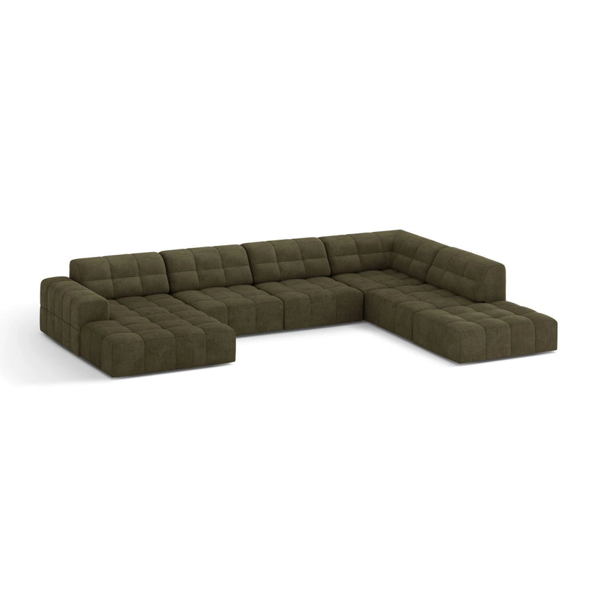 Chicago 7-Sitzer Panoramasofa, Rechte Seite, aus Chenille in Grün (Eden 12 Olive), 375x263 cm von Cosmopolitan Design – Bild 3