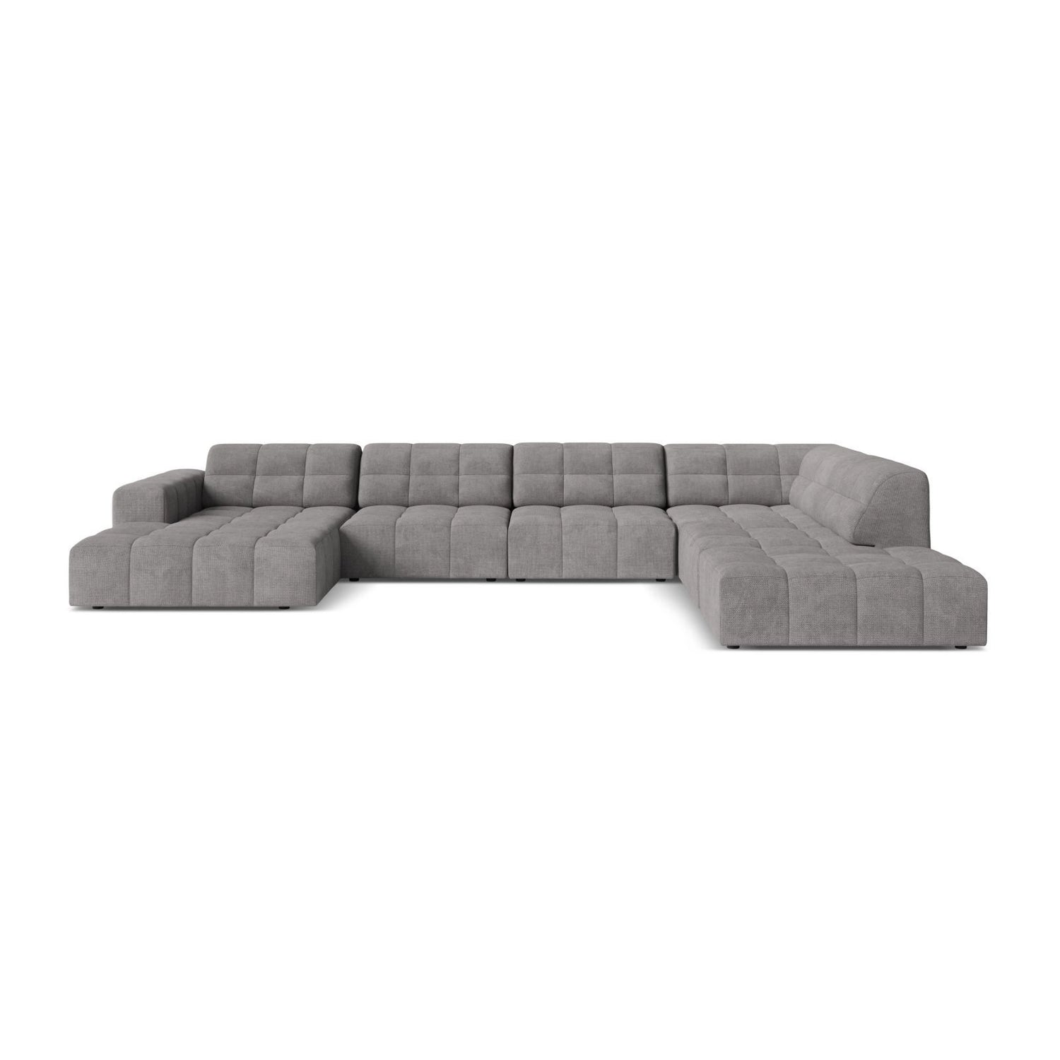 Chicago 7-Sitzer Panoramasofa, Rechte Seite, aus Chenille in Hellgrau (Eden 18 Grey), 375x263 cm von Cosmopolitan Design – Bild 1