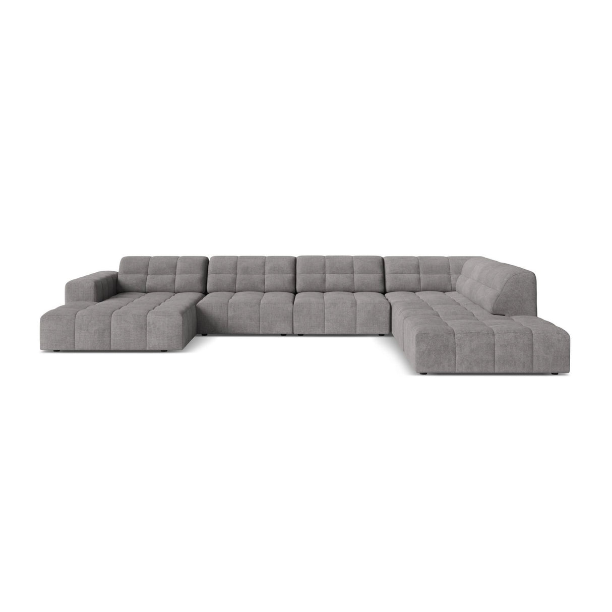 Chicago 7-Sitzer Panoramasofa, Rechte Seite, aus Chenille in Hellgrau (Eden 18 Grey), 375x263 cm von Cosmopolitan Design – Bild 1