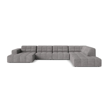 Chicago 7-Sitzer Panoramasofa, Rechte Seite, aus Chenille in Hellgrau (Eden 18 Grey), 375x263 cm von Cosmopolitan Design – Bild 1