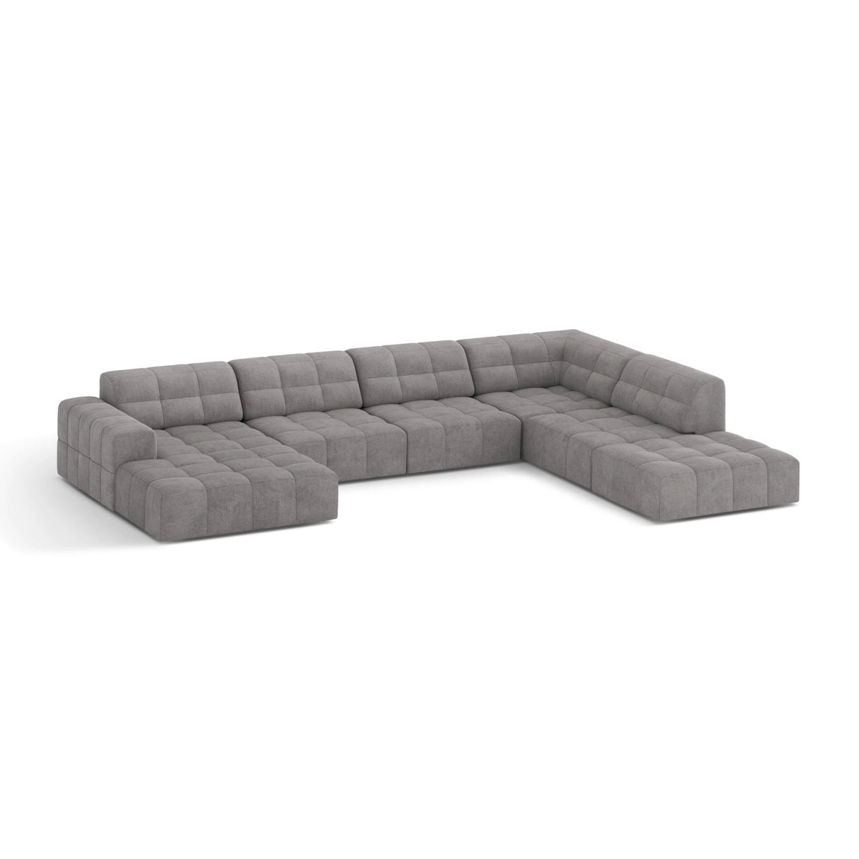 Chicago 7-Sitzer Panoramasofa, Rechte Seite, aus Chenille in Hellgrau (Eden 18 Grey), 375x263 cm von Cosmopolitan Design – Bild 3