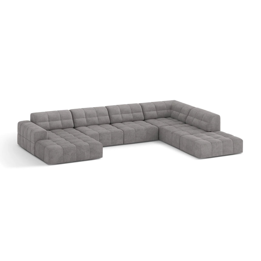 Chicago 7-Sitzer Panoramasofa, Rechte Seite, aus Chenille in Hellgrau (Eden 18 Grey), 375x263 cm von Cosmopolitan Design – Bild 3