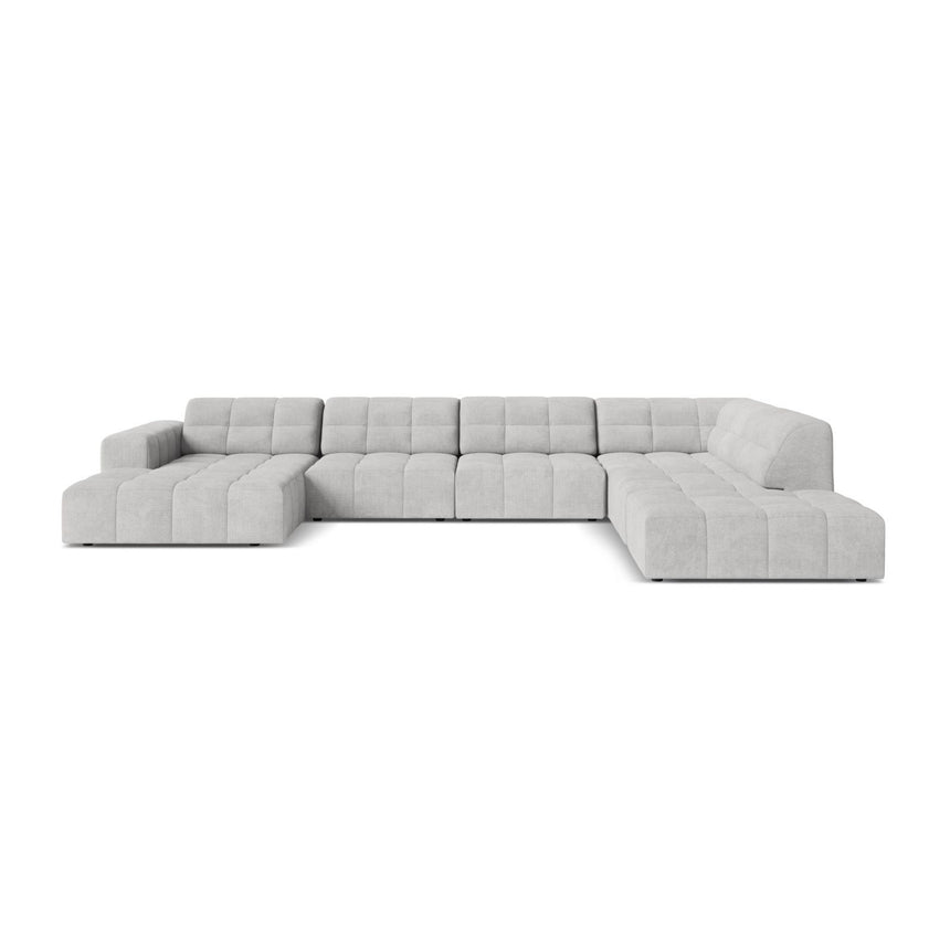 Chicago 7-Sitzer Panoramasofa, Rechte Seite, aus Chenille in Silber (Eden 17 Silver), 375x263 cm von Cosmopolitan Design – Bild 1