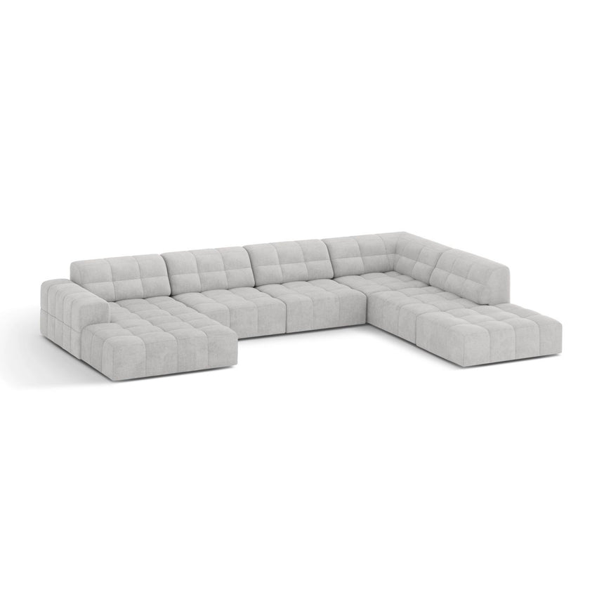 Chicago 7-Sitzer Panoramasofa, Rechte Seite, aus Chenille in Silber (Eden 17 Silver), 375x263 cm von Cosmopolitan Design – Bild 3