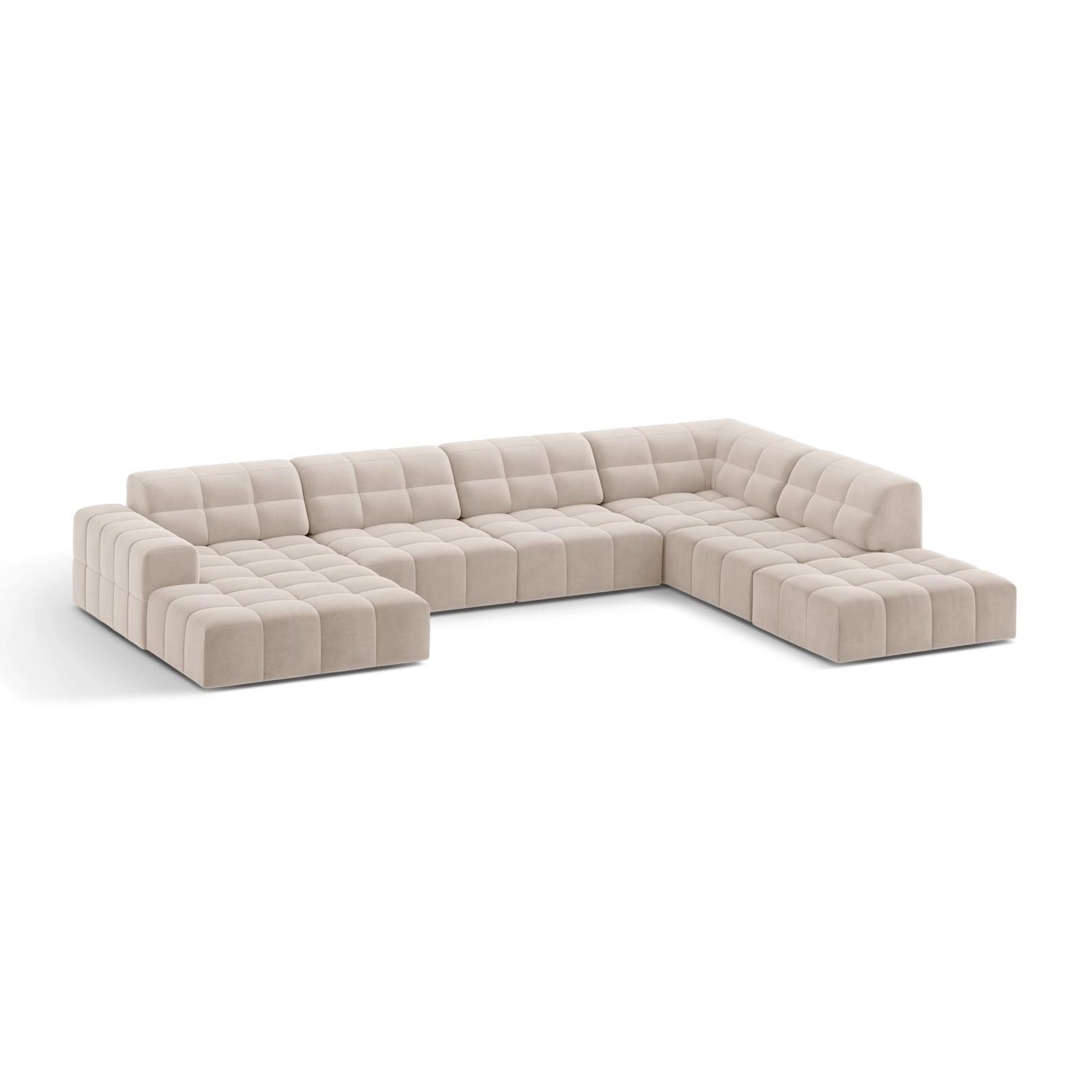 Chicago 7-Sitzer Panoramasofa, Rechte Seite, aus Samt in Leichtes Beige (Venus 2927), 375x263 cm von Cosmopolitan Design – Bild 3