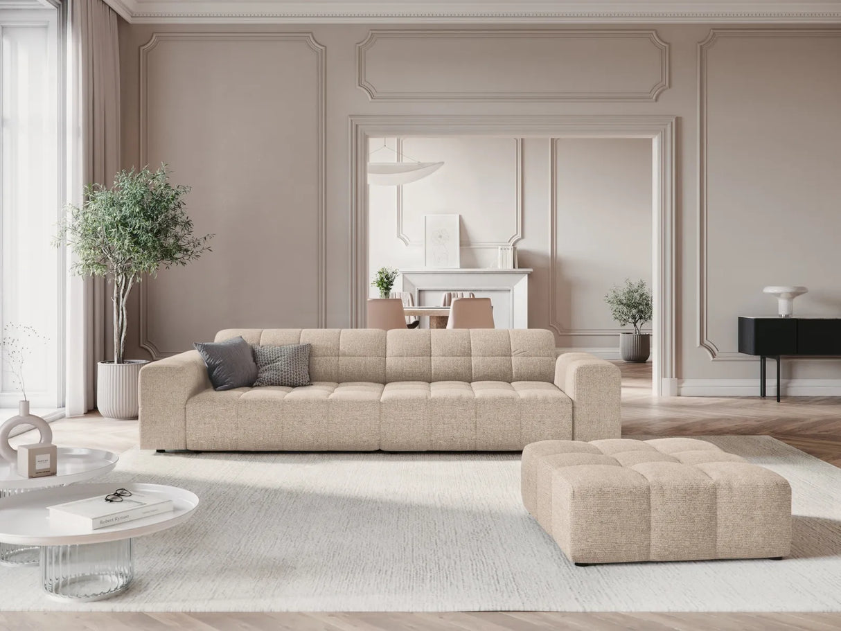 Chicago Pouf aus Chenille in Beige (Haga 30), 102x80x40 cm von Cosmopolitan Design – Bild 2