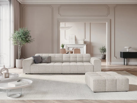 Chicago Pouf aus Chenille in Hellgrau (Haga 06), 102x80x40 cm von Cosmopolitan Design – Bild 2