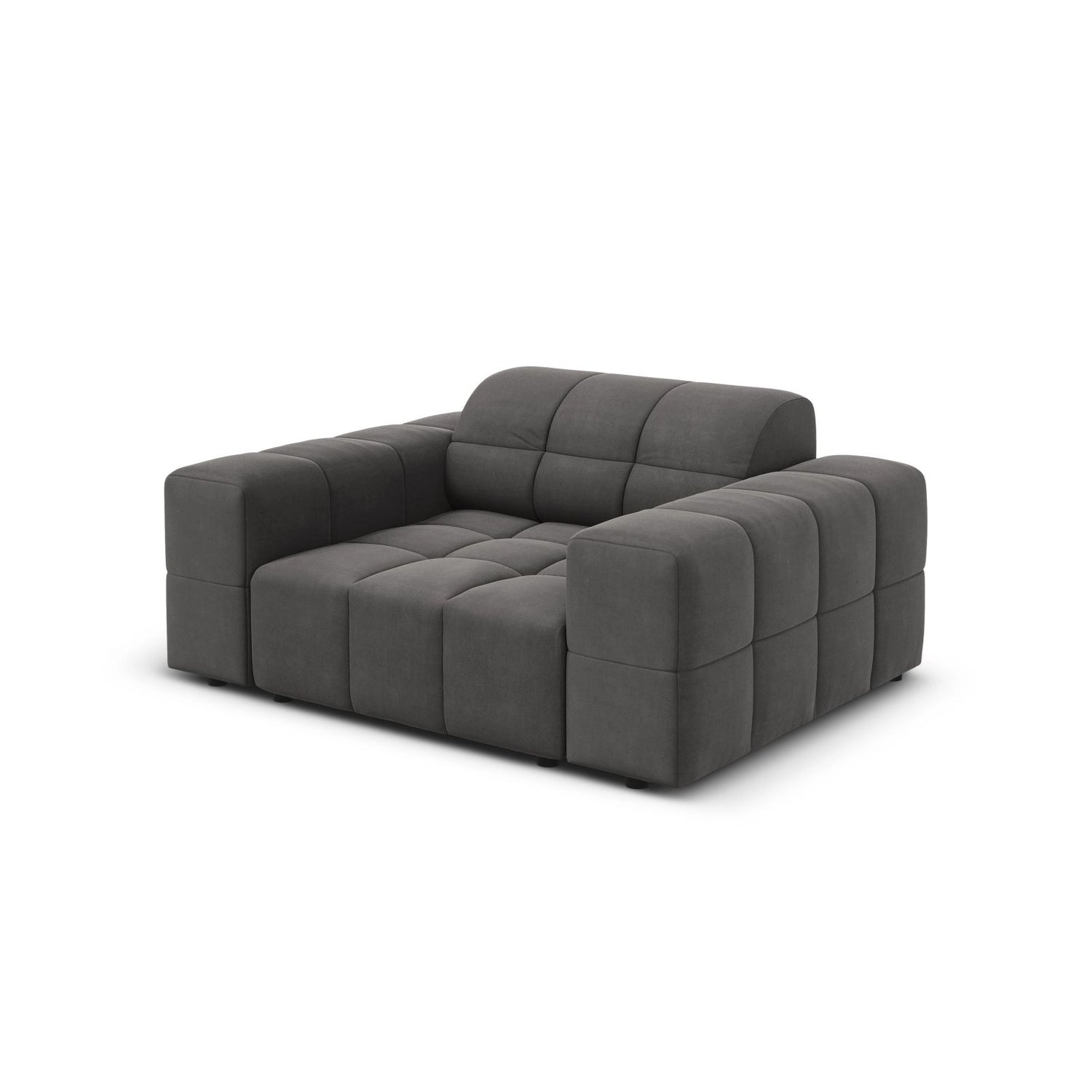 Chicago Sessel aus Samt in Grau (Bluvel 14), 124x102x70 cm von Cosmopolitan Design – Bild 4