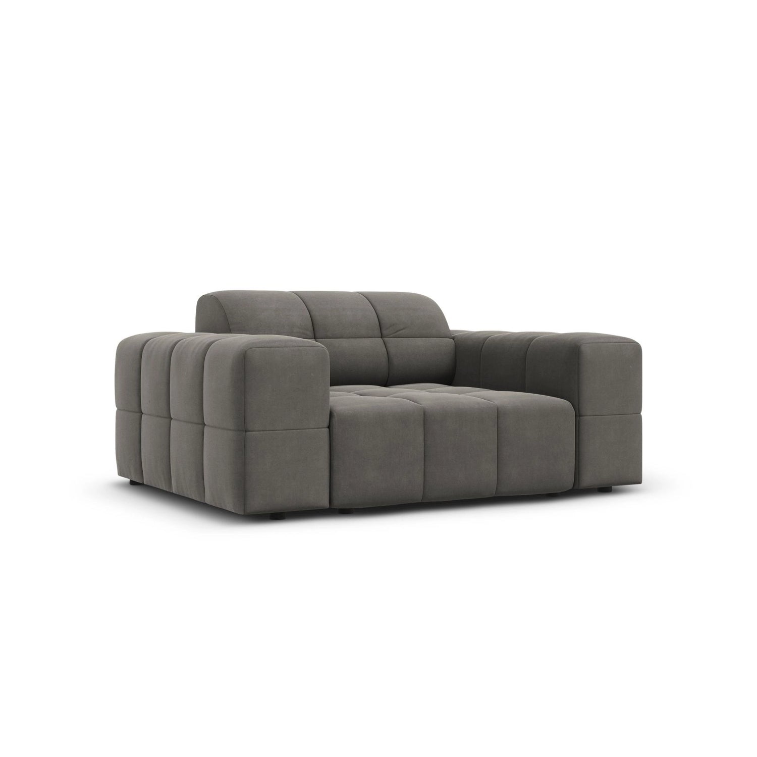 Chicago Sessel aus Samt in Hellgrau (Bluvel 13), 124x102x70 cm von Cosmopolitan Design – Bild 3
