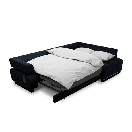 Clinton 5-Sitzer Ecksofa mit Schlaffunktion und Stauraum, Rechte Seite, aus Samt in Dunkelblau (Monolith 79), 272x173x89 cm von Cosmopolitan Design – Bild 6