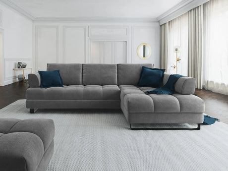 Clinton 5-Sitzer Ecksofa mit Schlaffunktion und Stauraum, Rechte Seite, aus Samt in Dunkelgrau (Monolith 97), 272x173x89 cm von Cosmopolitan Design – Bild 2