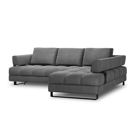 Clinton 5-Sitzer Ecksofa mit Schlaffunktion und Stauraum, Rechte Seite, aus Samt in Dunkelgrau (Monolith 97), 272x173x89 cm von Cosmopolitan Design – Bild 4