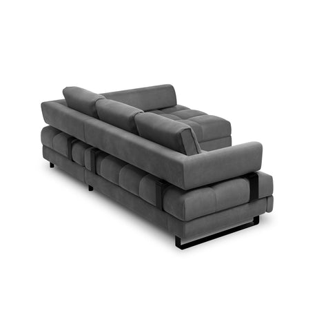 Clinton 5-Sitzer Ecksofa mit Schlaffunktion und Stauraum, Rechte Seite, aus Samt in Dunkelgrau (Monolith 97), 272x173x89 cm von Cosmopolitan Design – Bild 5