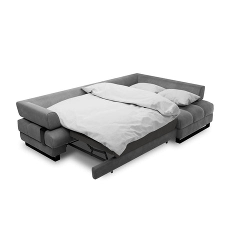 Clinton 5-Sitzer Ecksofa mit Schlaffunktion und Stauraum, Rechte Seite, aus Samt in Dunkelgrau (Monolith 97), 272x173x89 cm von Cosmopolitan Design – Bild 6