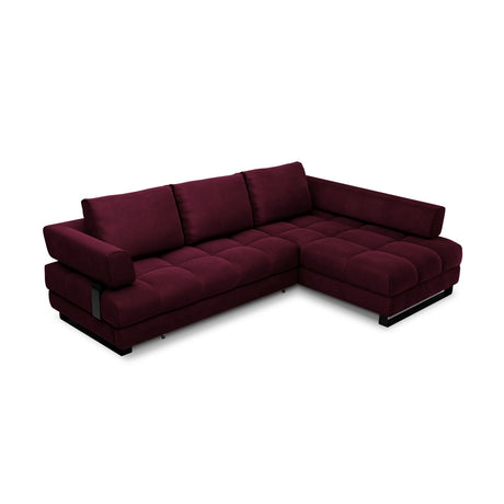 Clinton 5-Sitzer Ecksofa mit Schlaffunktion und Stauraum, Rechte Seite, aus Samt in Dunkelrot (Monolith 69), 272x173x89 cm von Cosmopolitan Design – Bild 1