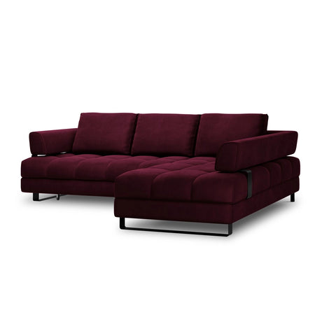 Clinton 5-Sitzer Ecksofa mit Schlaffunktion und Stauraum, Rechte Seite, aus Samt in Dunkelrot (Monolith 69), 272x173x89 cm von Cosmopolitan Design – Bild 4