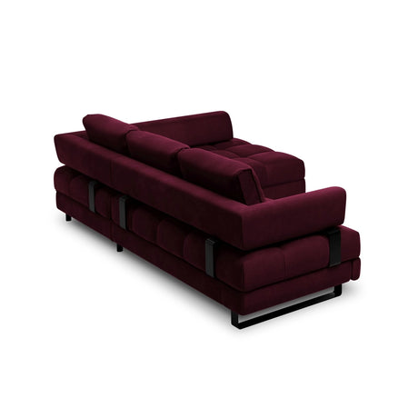 Clinton 5-Sitzer Ecksofa mit Schlaffunktion und Stauraum, Rechte Seite, aus Samt in Dunkelrot (Monolith 69), 272x173x89 cm von Cosmopolitan Design – Bild 5