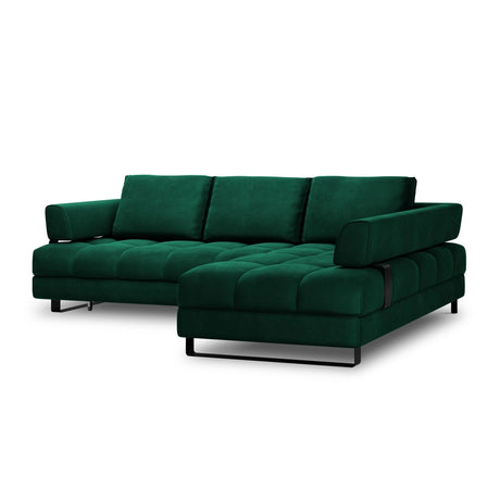 Clinton 5-Sitzer Ecksofa mit Schlaffunktion und Stauraum, Rechte Seite, aus Samt in Flaschengrün (Monolith 37), 272x173x89 cm von Cosmopolitan Design – Bild 4