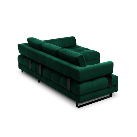 Clinton 5-Sitzer Ecksofa mit Schlaffunktion und Stauraum, Rechte Seite, aus Samt in Flaschengrün (Monolith 37), 272x173x89 cm von Cosmopolitan Design – Bild 5