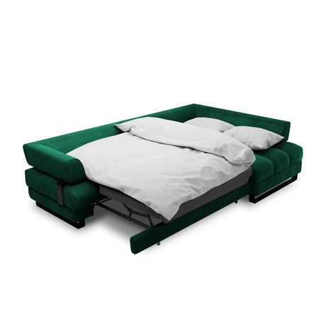 Clinton 5-Sitzer Ecksofa mit Schlaffunktion und Stauraum, Rechte Seite, aus Samt in Flaschengrün (Monolith 37), 272x173x89 cm von Cosmopolitan Design – Bild 6